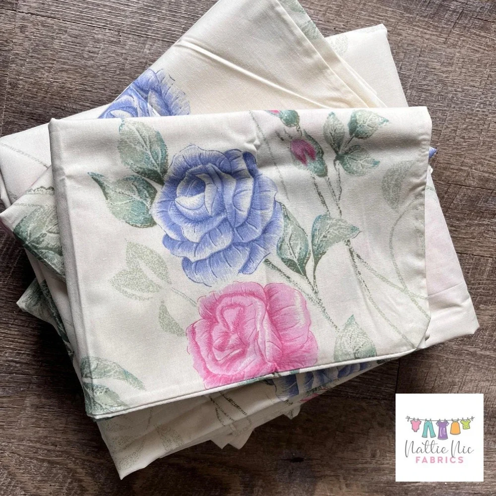 Vintage Full Size sheet set with 2 pillowcases pink and purple roses NWOT